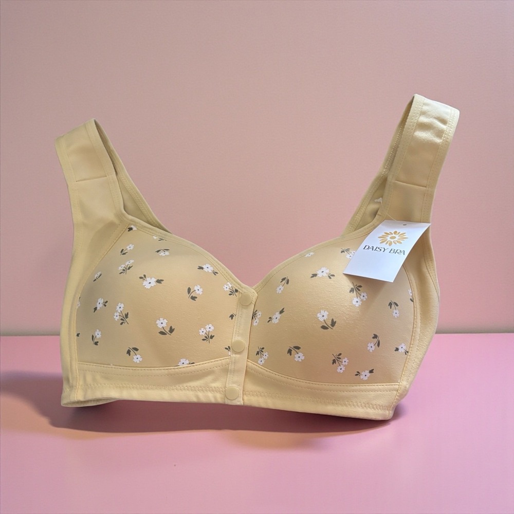Floral Front-Closure Comfort Bra in Pale Yellow